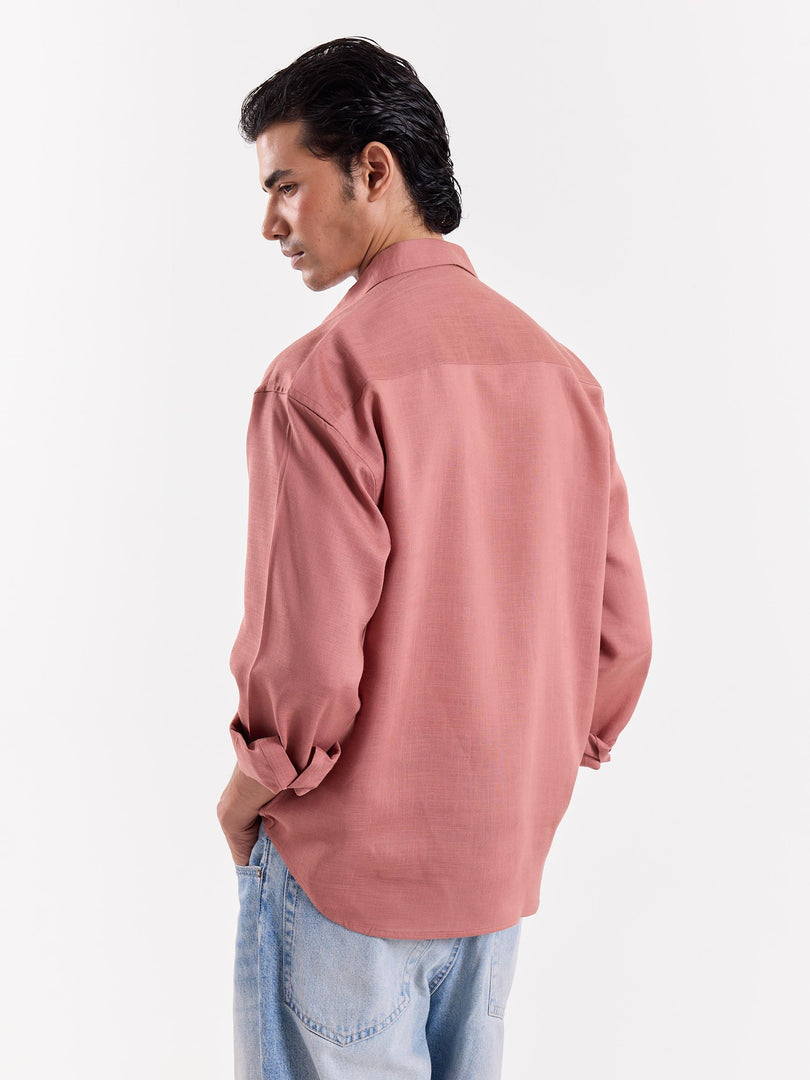 Dusty Rose Linen Cropped Shirt