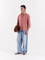 Load image into Gallery viewer, Dusty Rose Linen Cropped Shirt
