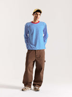 Load image into Gallery viewer, Electric Blue Striped Loose Fit Cropped T-Shirt