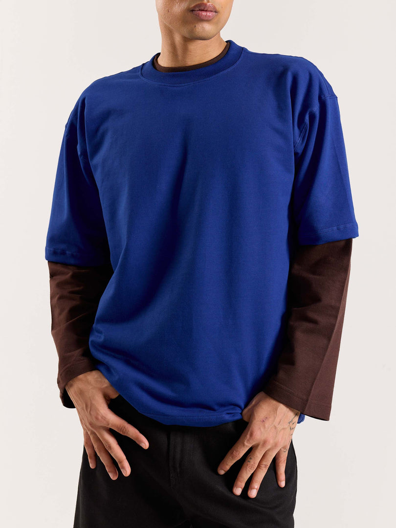 Electric Blue Loose Fit Cropped T-Shirt