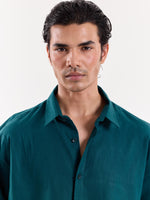 Load image into Gallery viewer, Emerald Green Linen Cropped Shirt