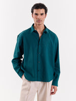 Load image into Gallery viewer, Emerald Green Linen Cropped Shirt