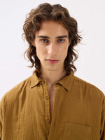 Load image into Gallery viewer, Mustard Yellow Gauze Holiday Shirt
