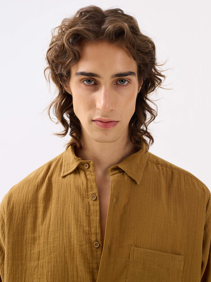Mustard Yellow Gauze Holiday Shirt