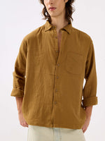 Load image into Gallery viewer, Mustard Yellow Gauze Holiday Shirt
