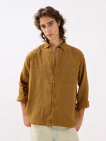 Load image into Gallery viewer, Mustard Yellow Gauze Holiday Shirt
