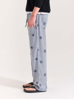 Load image into Gallery viewer, Dark Blue Striped Snowflake Pull-on Pants