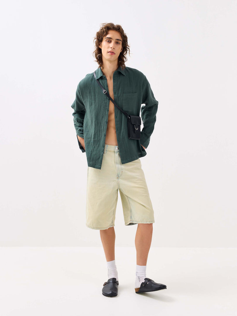Teal Green Gauze Holiday Shirt