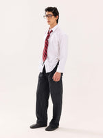 Load image into Gallery viewer, Black Pinstriped Poplin Pull-on Pants
