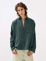 Load image into Gallery viewer, Teal Green Gauze Holiday Shirt
