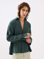 Load image into Gallery viewer, Teal Green Gauze Holiday Shirt
