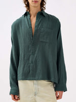 Load image into Gallery viewer, Teal Green Gauze Holiday Shirt
