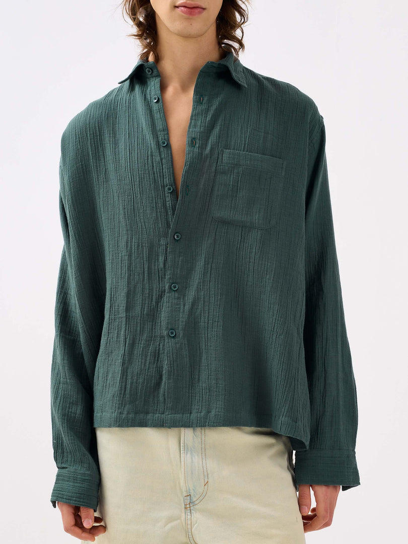 Teal Green Gauze Holiday Shirt
