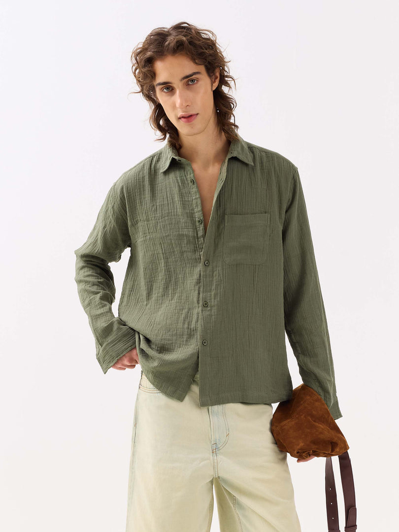 Sage Green Gauze Holiday Shirt ( Pre-Order )
