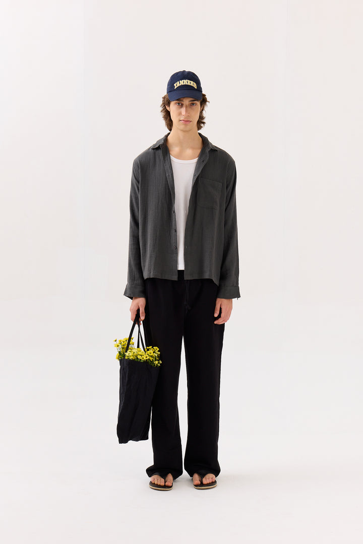 Dark Grey Gauze Holiday Shirt
