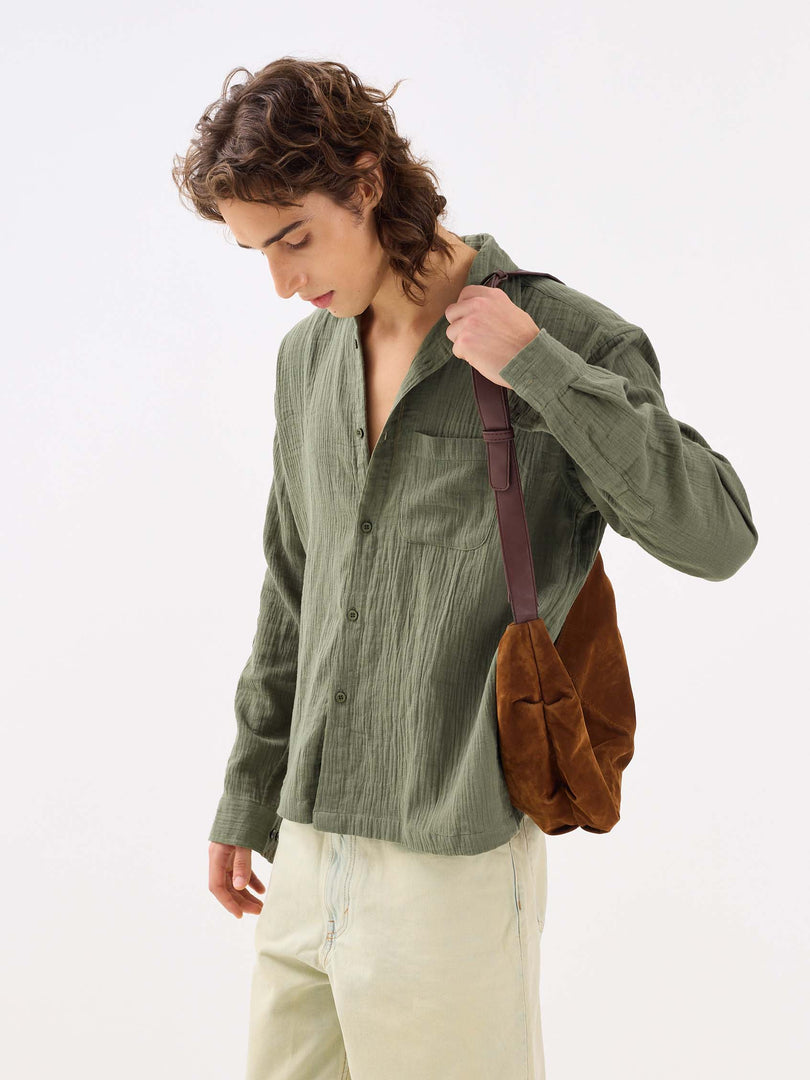 Sage Green Gauze Holiday Shirt