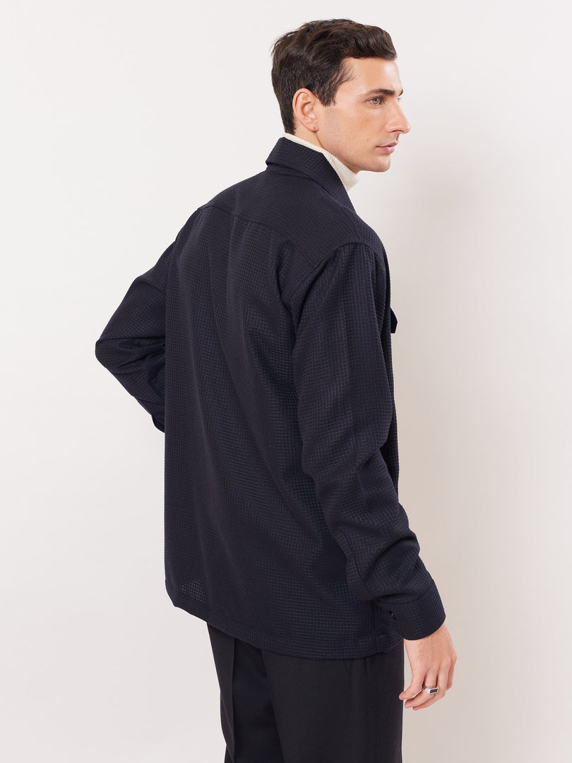 Relaxed Fit Textured Zipper Jacket