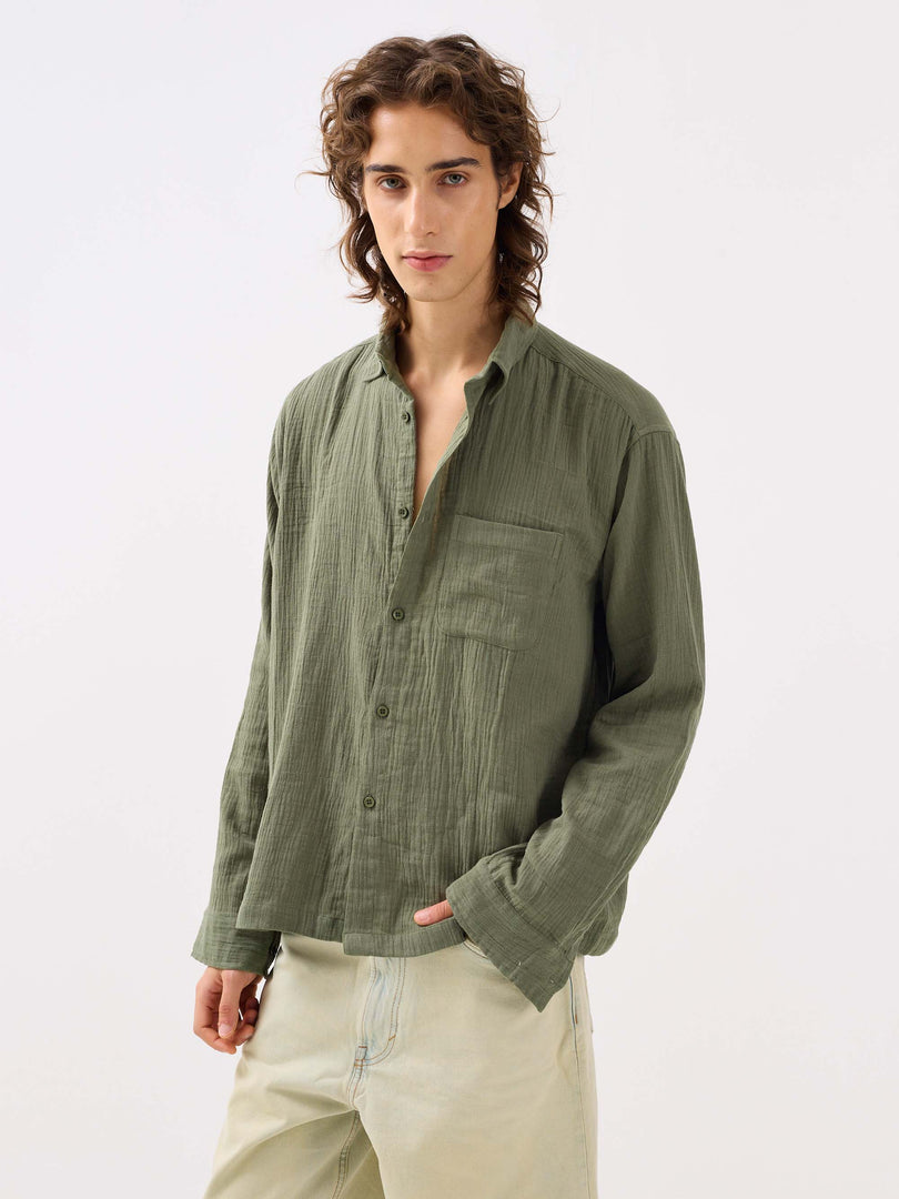 Sage Green Gauze Holiday Shirt ( Pre-Order )