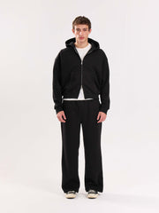 Black Cropped Zip-Up Hoodie
