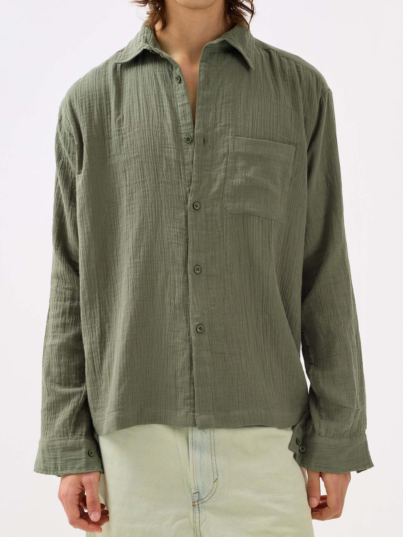 Sage Green Gauze Holiday Shirt ( Pre-Order )