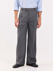 Grey Pinstriped Baggy Fit Trousers