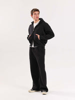 Load image into Gallery viewer, Black Cropped Zip-Up Hoodie