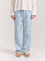 Load image into Gallery viewer, Light Blue Striped Snowflake Pull-on Pants