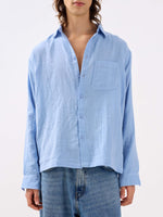 Load image into Gallery viewer, Powder Blue Gauze Holiday Shirt
