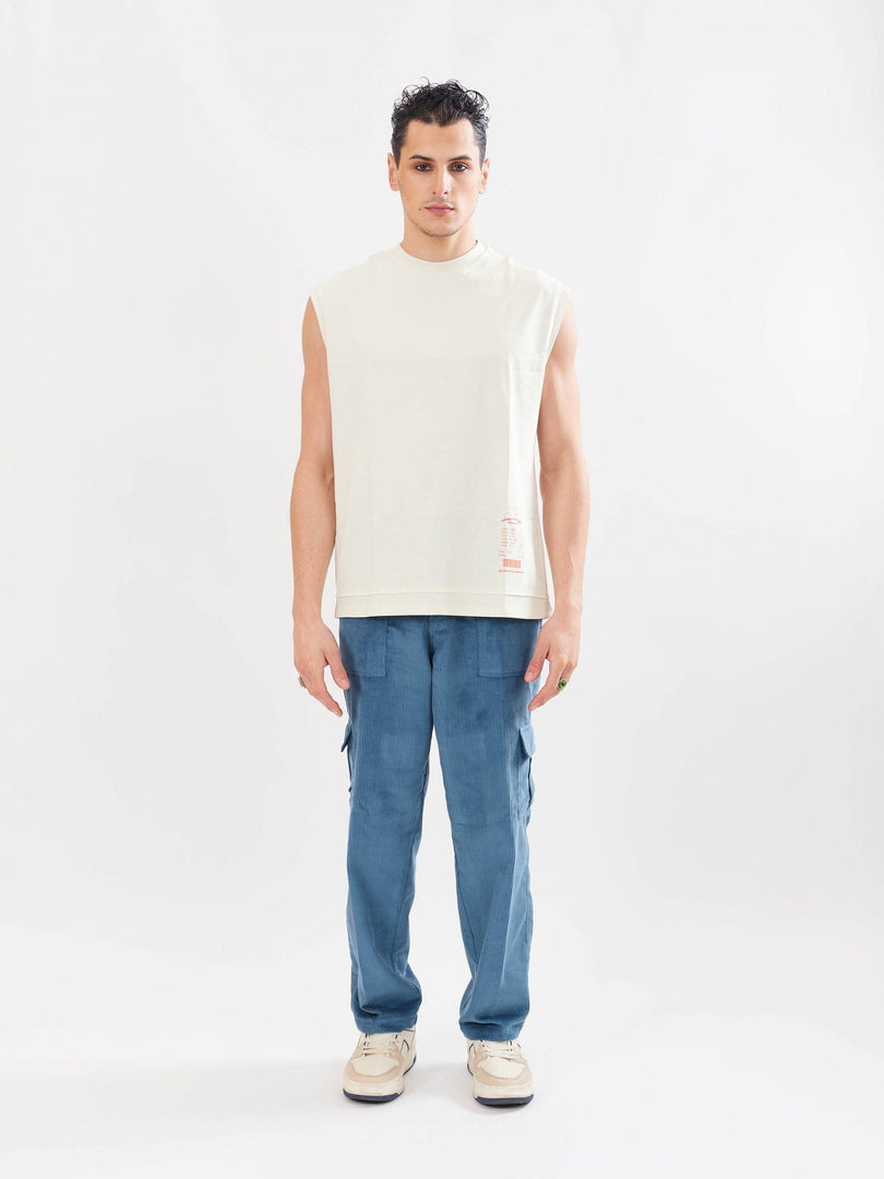 Teal Blue Corduroy Cargo Trousers