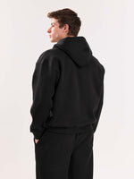 Load image into Gallery viewer, Black Cropped Zip-Up Hoodie