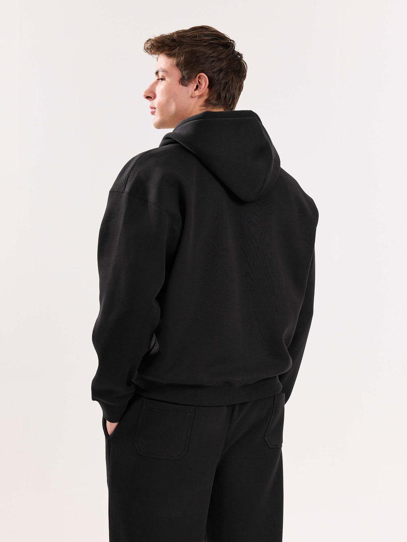 Black Cropped Zip-Up Hoodie