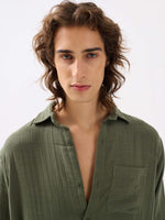 Load image into Gallery viewer, Sage Green Textured Gauze Holiday Shirt
