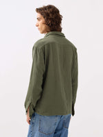 Load image into Gallery viewer, Sage Green Textured Gauze Holiday Shirt
