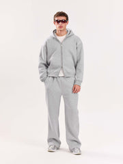 Marl Grey Cropped Zip-Up Hoodie