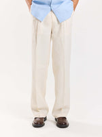 Load image into Gallery viewer, Cream Linen Baggy Fit Trousers
