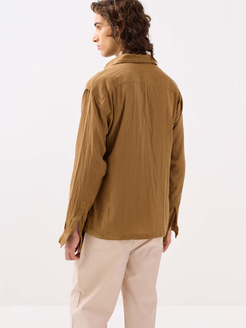 Wood Brown Gauze Holiday Shirt