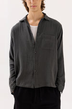 Load image into Gallery viewer, Dark Grey Gauze Holiday Shirt
