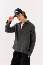 Load image into Gallery viewer, Dark Grey Gauze Holiday Shirt
