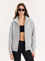 Load image into Gallery viewer, Marl Grey Cropped Zip-Up Hoodie