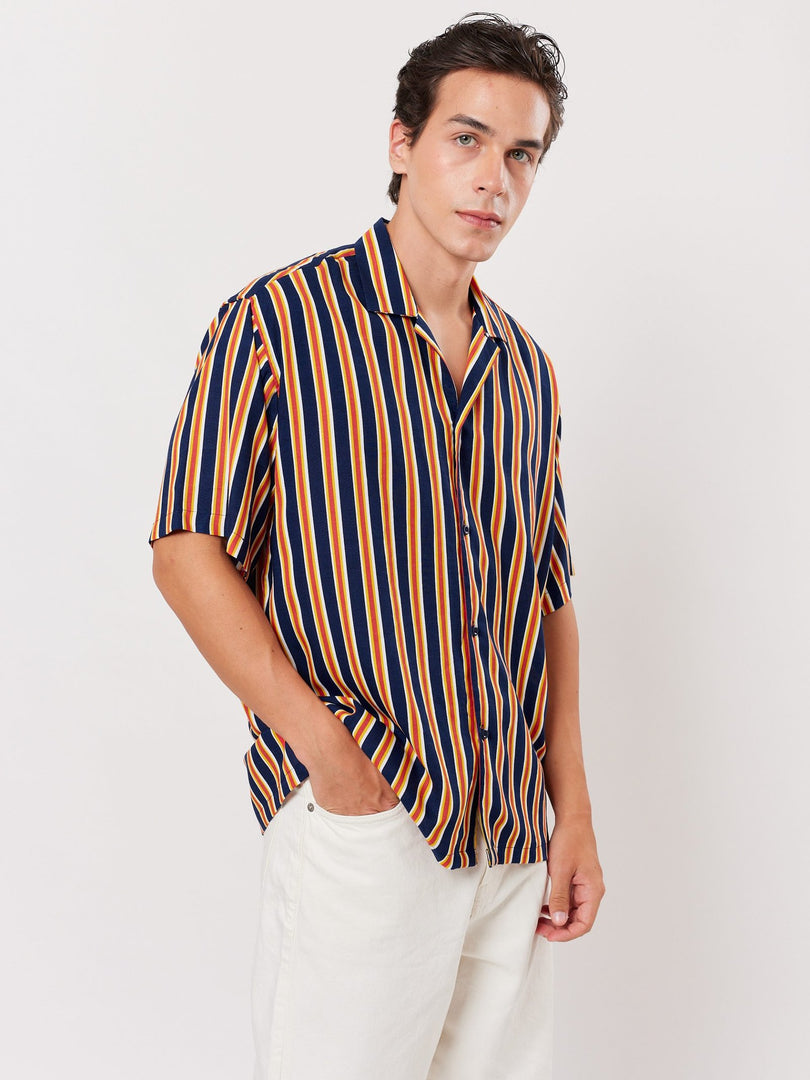 Buy Blue and Orange Striped Shirt Online at Best Price | 5Feet11 Buy Blue and Orange Striped Shirt Online at Best Price | 5Feet11