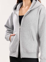 Load image into Gallery viewer, Marl Grey Cropped Zip-Up Hoodie