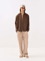 Load image into Gallery viewer, Dark Brown Gauze Holiday Shirt

