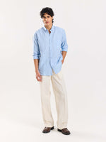 Load image into Gallery viewer, Cream Linen Baggy Fit Trousers
