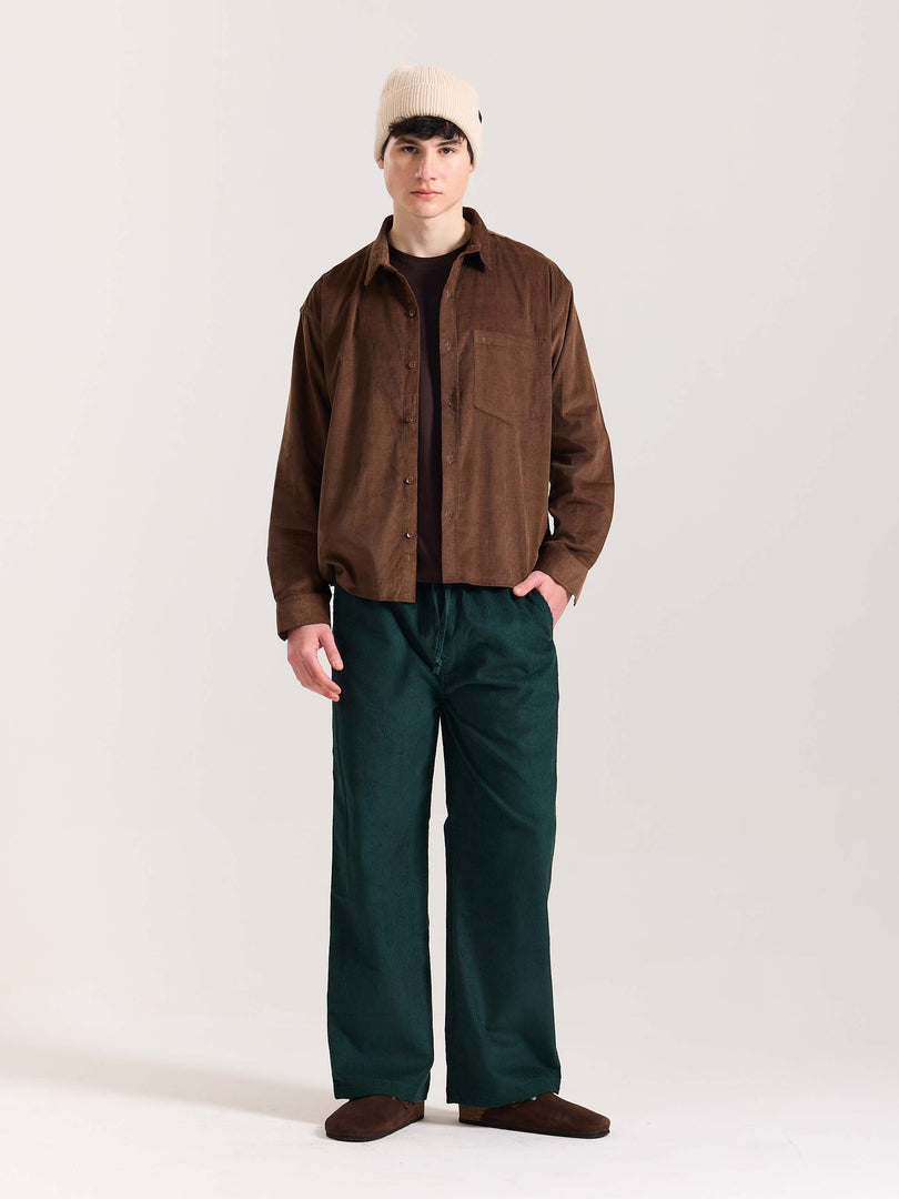 Teal Green Corduroy Pull-on Pants
