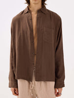 Load image into Gallery viewer, Dark Brown Gauze Holiday Shirt
