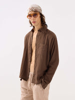 Load image into Gallery viewer, Dark Brown Gauze Holiday Shirt
