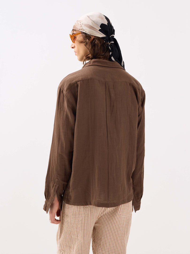 Dark Brown Gauze Holiday Shirt