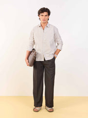 Relaxed Fit Brown Striped Shirt