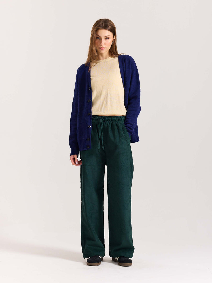 Teal Green Corduroy Pull-on Pants