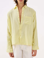 Load image into Gallery viewer, Lemon Yellow Gauze Holiday Shirt
